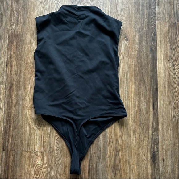 Open Edit Double Layer Bodysuit Large Black Funnel High Neck Sleeveless Tank - Picture 2 of 8